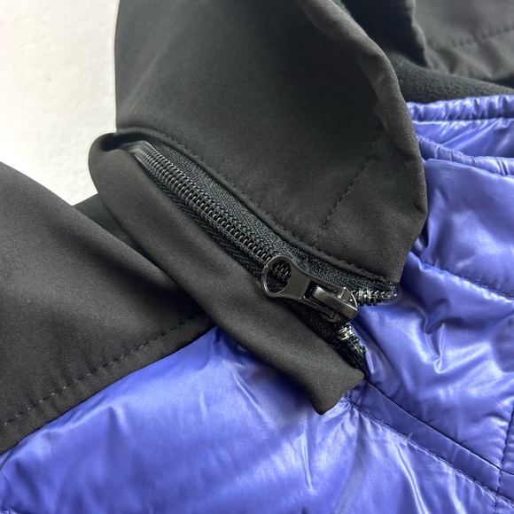 Halifax Black/Purple Puffer Packable Removable Thumb Hole Down Hooded Jacket (M) - Picture 9 of 16